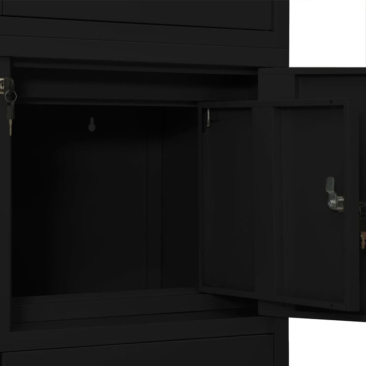 kontorskab 90x40x180 cm stål sort