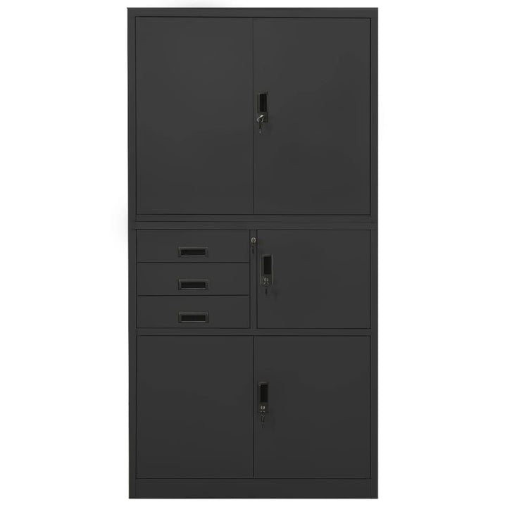 kontorskab 90x40x180 cm stål antracitgrå