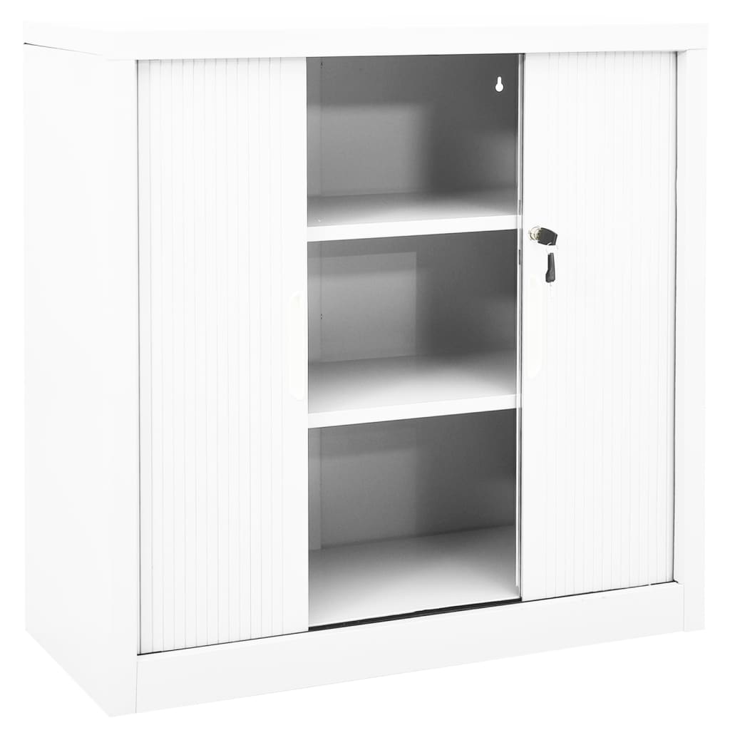 skab med skydelåger 90x40x90 cm stål hvid