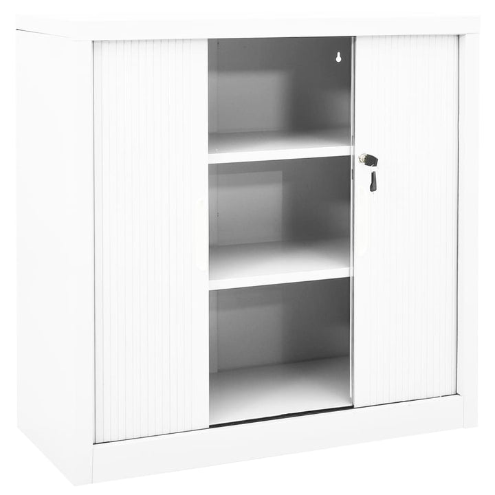 skab med skydelåger 90x40x90 cm stål hvid
