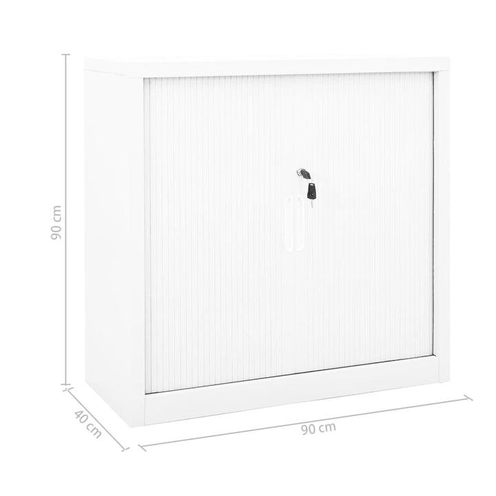 skab med skydelåger 90x40x90 cm stål hvid