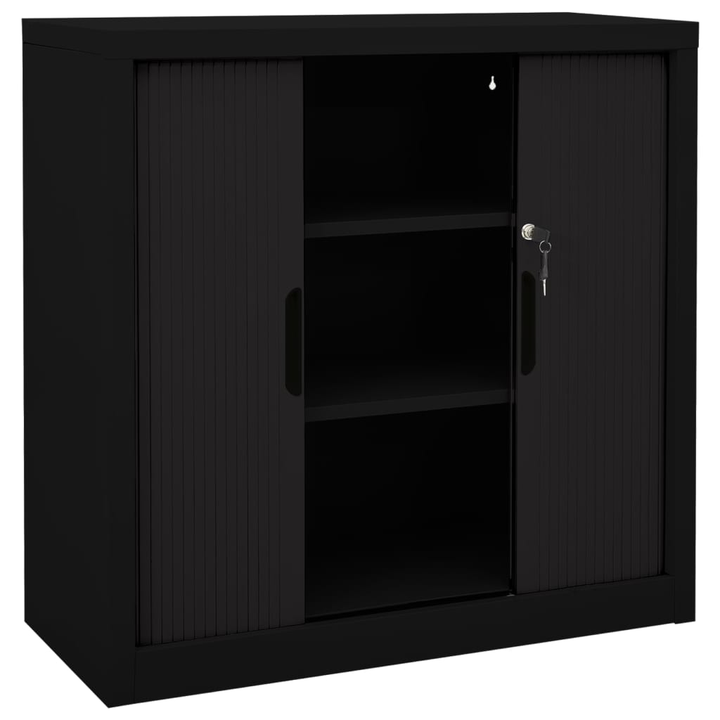 skab med skydelåger 90x40x90 cm stål sort