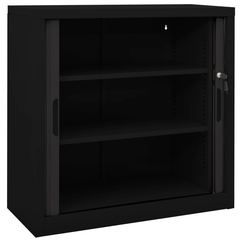 skab med skydelåger 90x40x90 cm stål sort