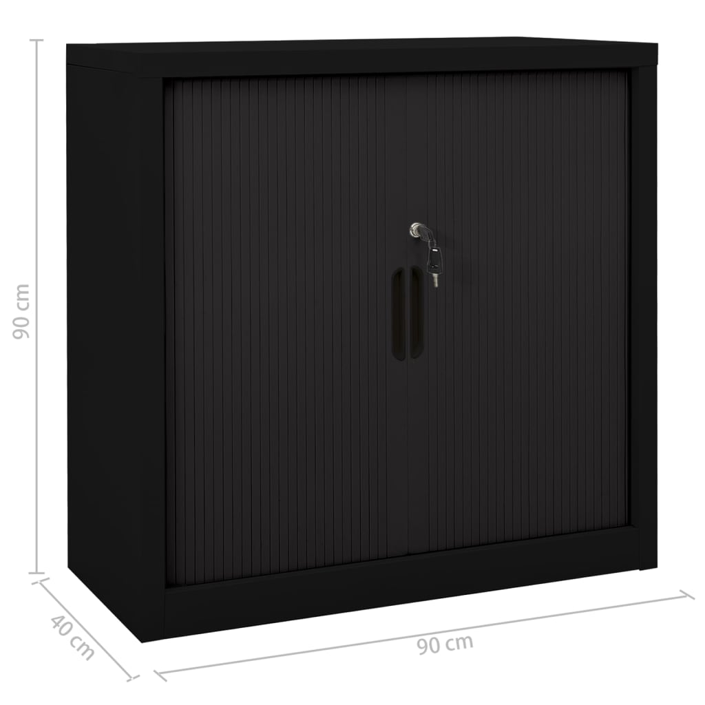 skab med skydelåger 90x40x90 cm stål sort