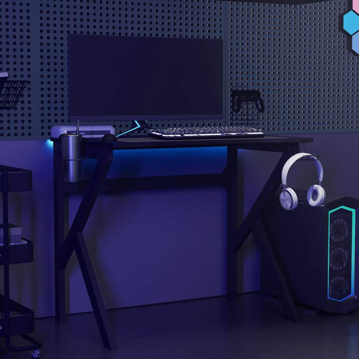gamerbord 90x60x75 cm K-formede ben sort