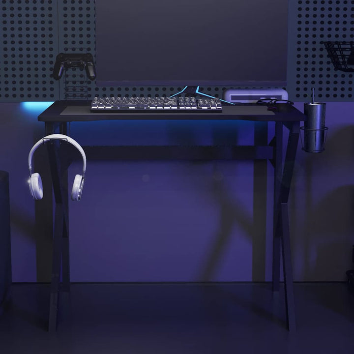 gamerbord 90x60x75 cm K-formede ben sort