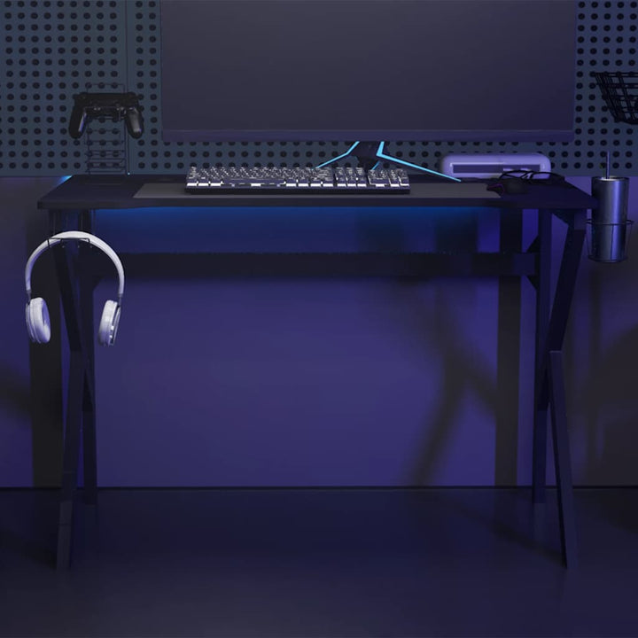 gamerbord 110x60x75 cm K-formede ben sort