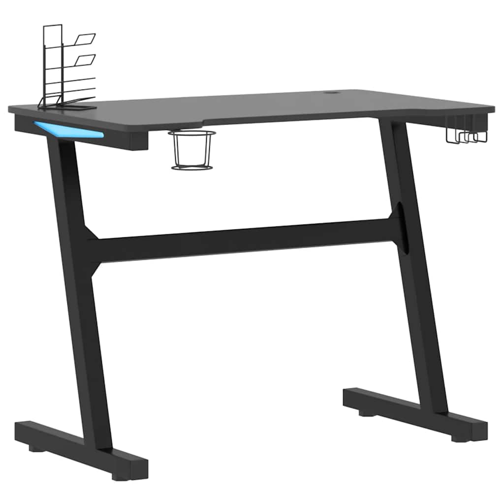 gamerbord med LED og Z-formede ben 90x60x75 cm sort