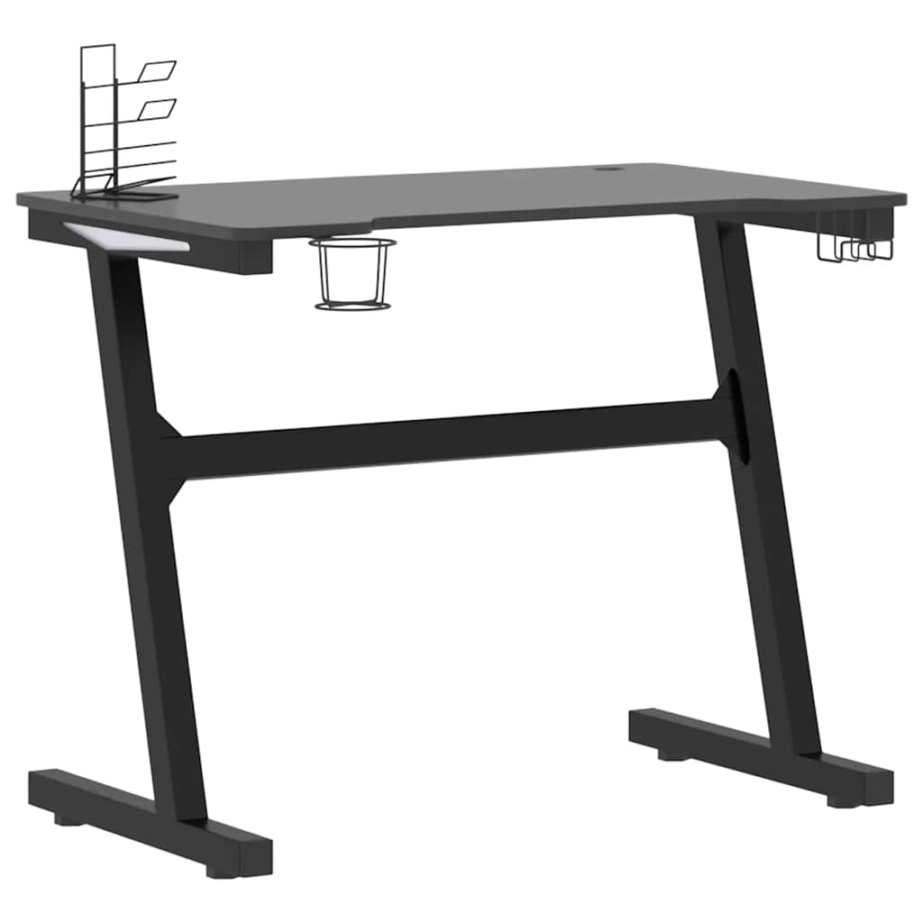 gamerbord med LED og Z-formede ben 90x60x75 cm sort