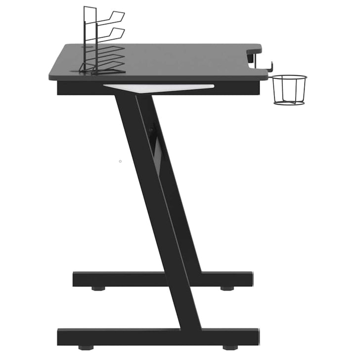 gamerbord med LED og Z-formede ben 90x60x75 cm sort