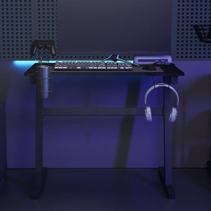 gamerbord med LED og Z-formede ben 90x60x75 cm sort