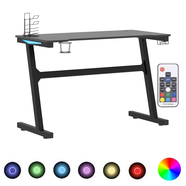 gamerbord med LED-lys og Z-formede ben 110x60x75 cm sort