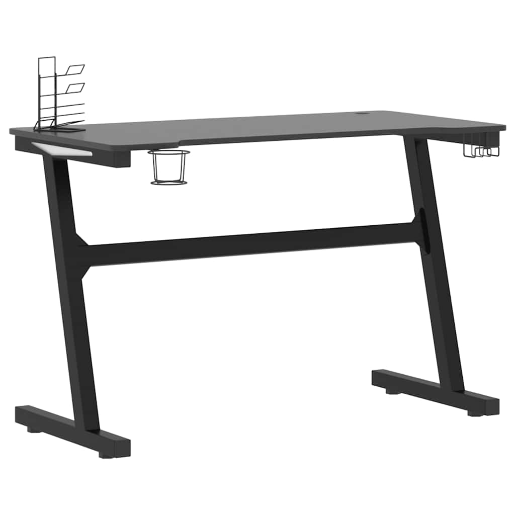 gamerbord med LED-lys og Z-formede ben 110x60x75 cm sort