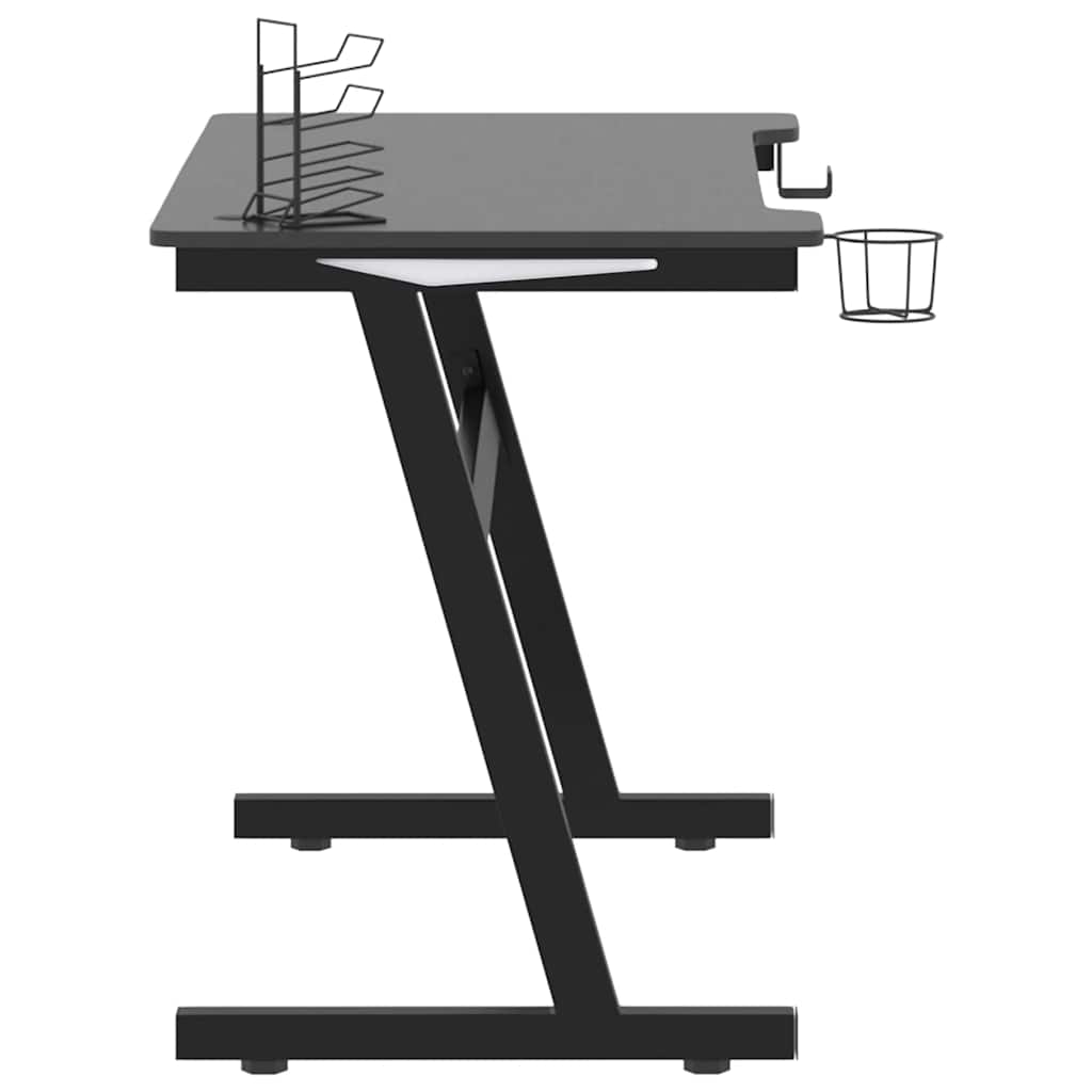 gamerbord med LED-lys og Z-formede ben 110x60x75 cm sort