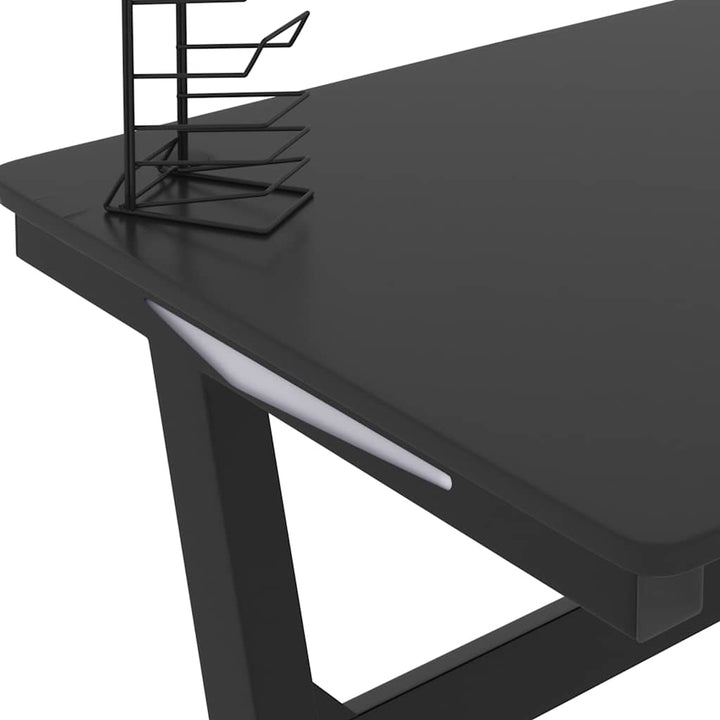 gamerbord med LED-lys og Z-formede ben 110x60x75 cm sort