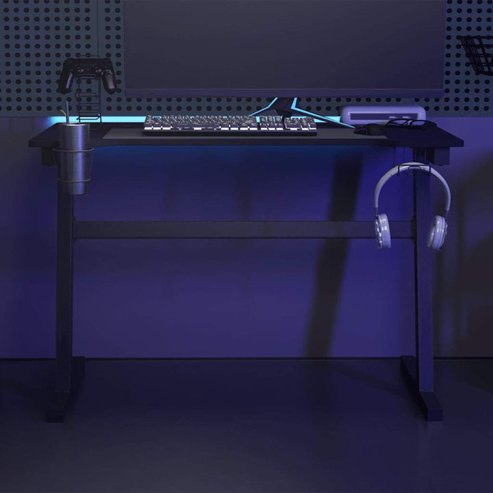 gamerbord med LED-lys og Z-formede ben 110x60x75 cm sort