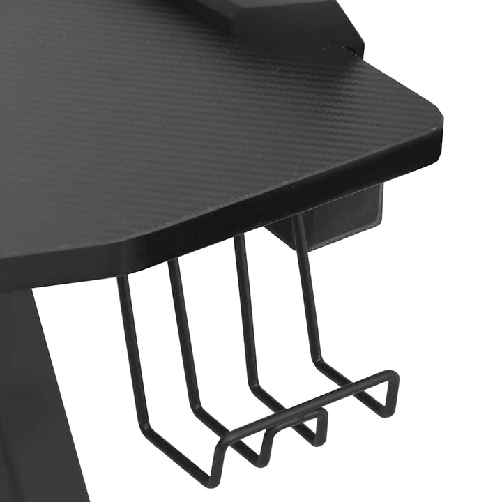 gamerbord med LED-lys og Y-formede ben 90x60x75 cm sort