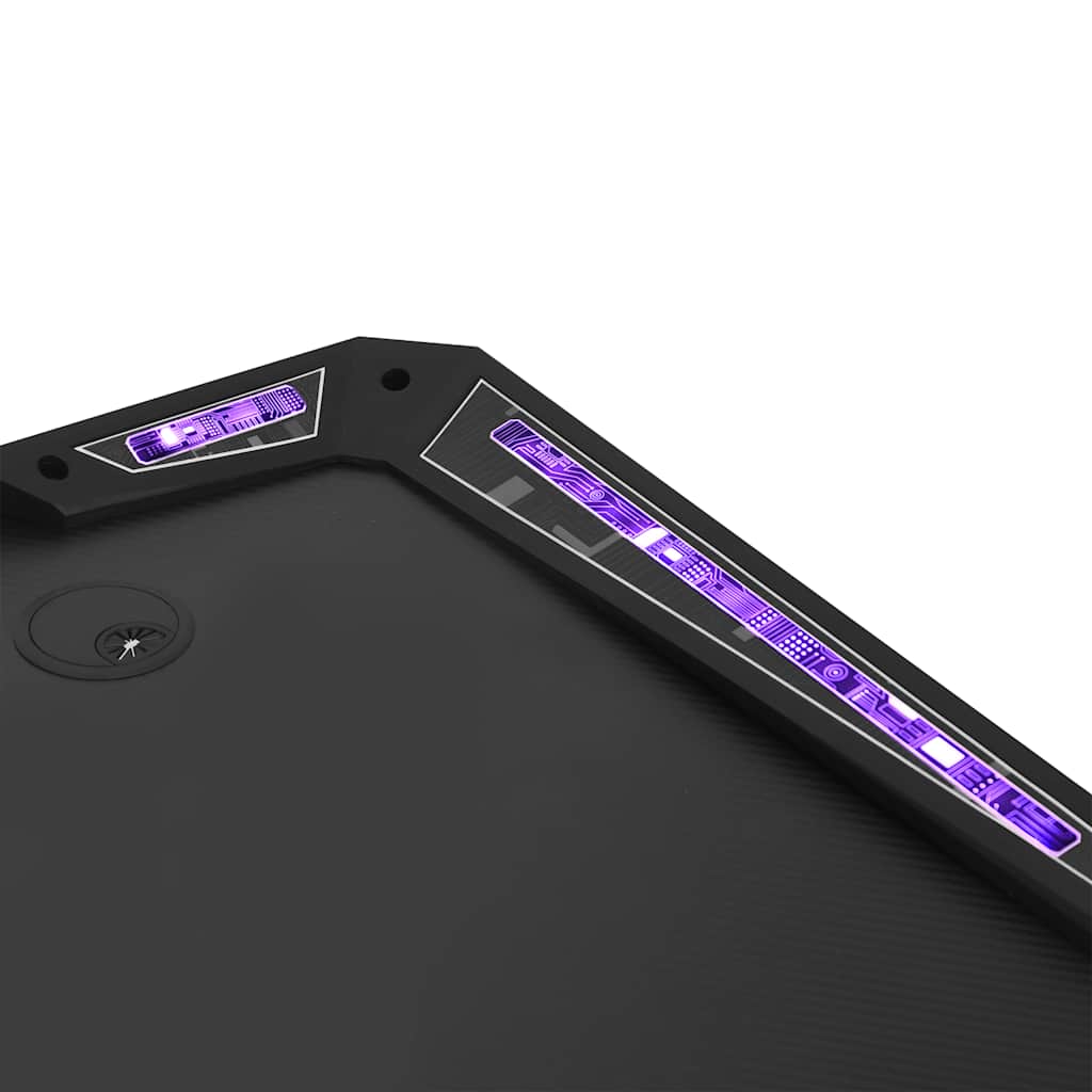 gamerbord med LED-lys og Y-formede ben 90x60x75 cm sort