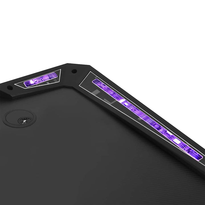 gamerbord med LED-lys og Y-formede ben 90x60x75 cm sort