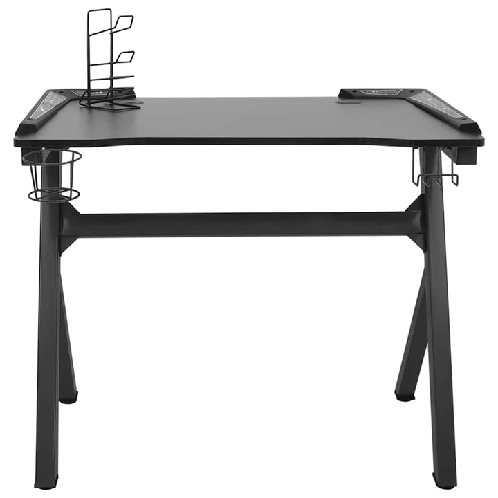 gamerbord med LED-lys og Y-formede ben 110x60x75 cm sort