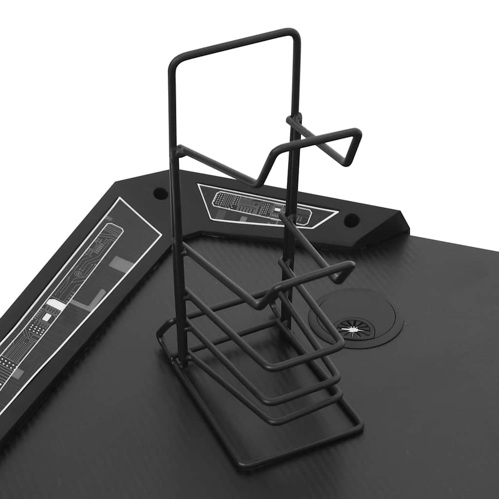 gamerbord med LED-lys og Y-formede ben 110x60x75 cm sort