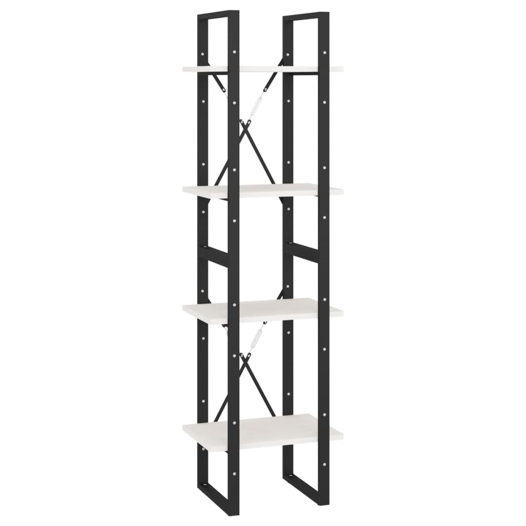 bogreol 40x30x140 cm 4 hylder massivt fyrretræ hvid