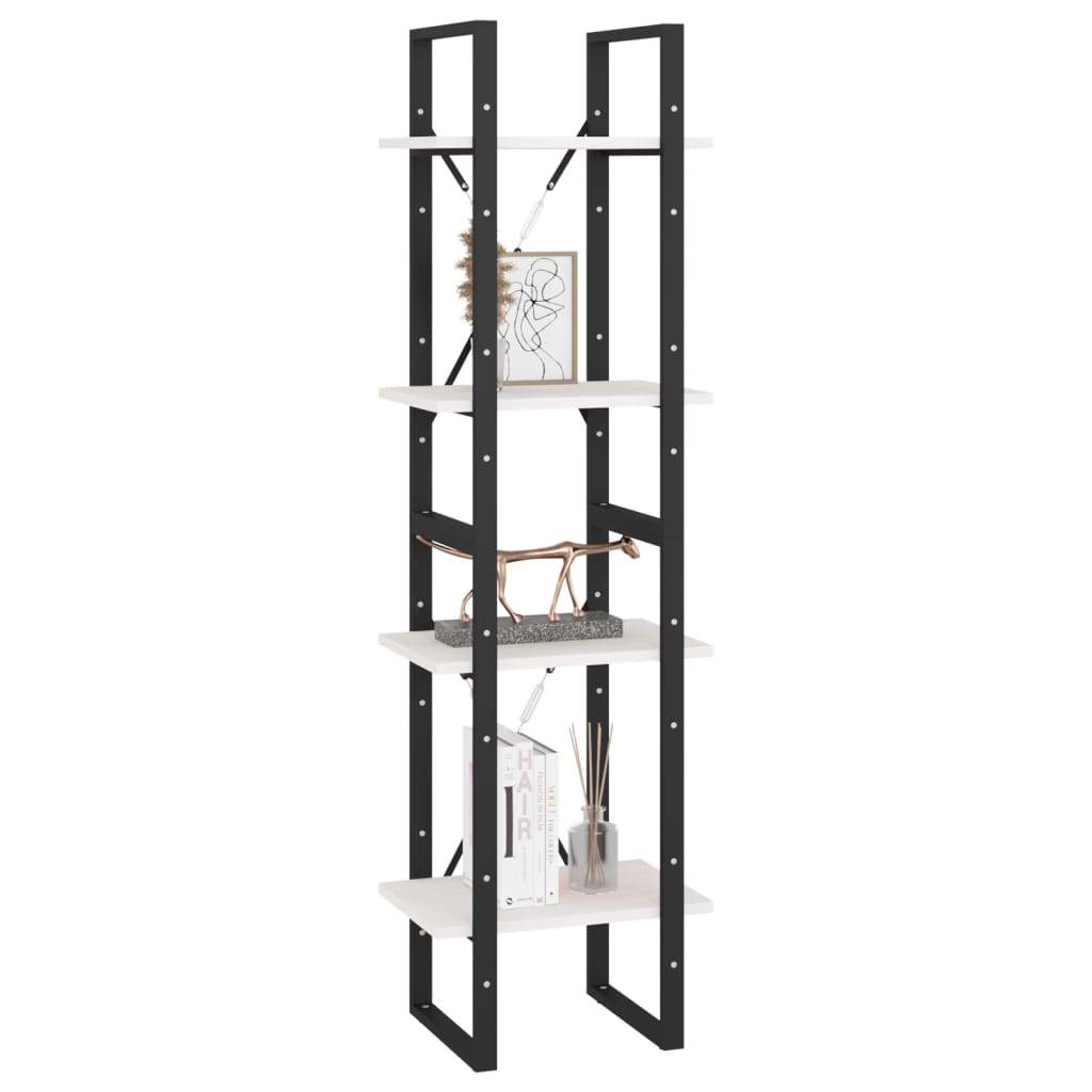 bogreol 40x30x140 cm 4 hylder massivt fyrretræ hvid