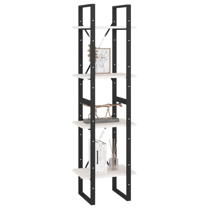 bogreol 40x30x140 cm 4 hylder massivt fyrretræ hvid