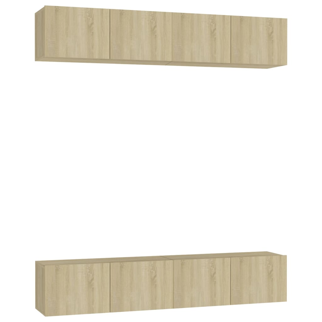 tv-skabssæt 4 stk. 60x30x30 cm konstrueret træ sonoma-eg