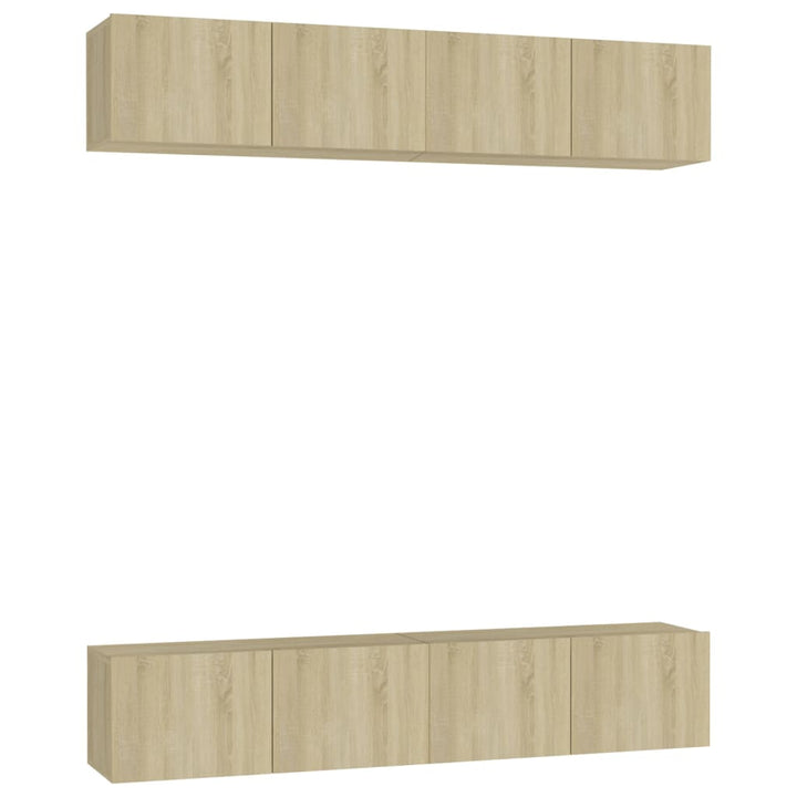tv-skabssæt 4 stk. 60x30x30 cm konstrueret træ sonoma-eg