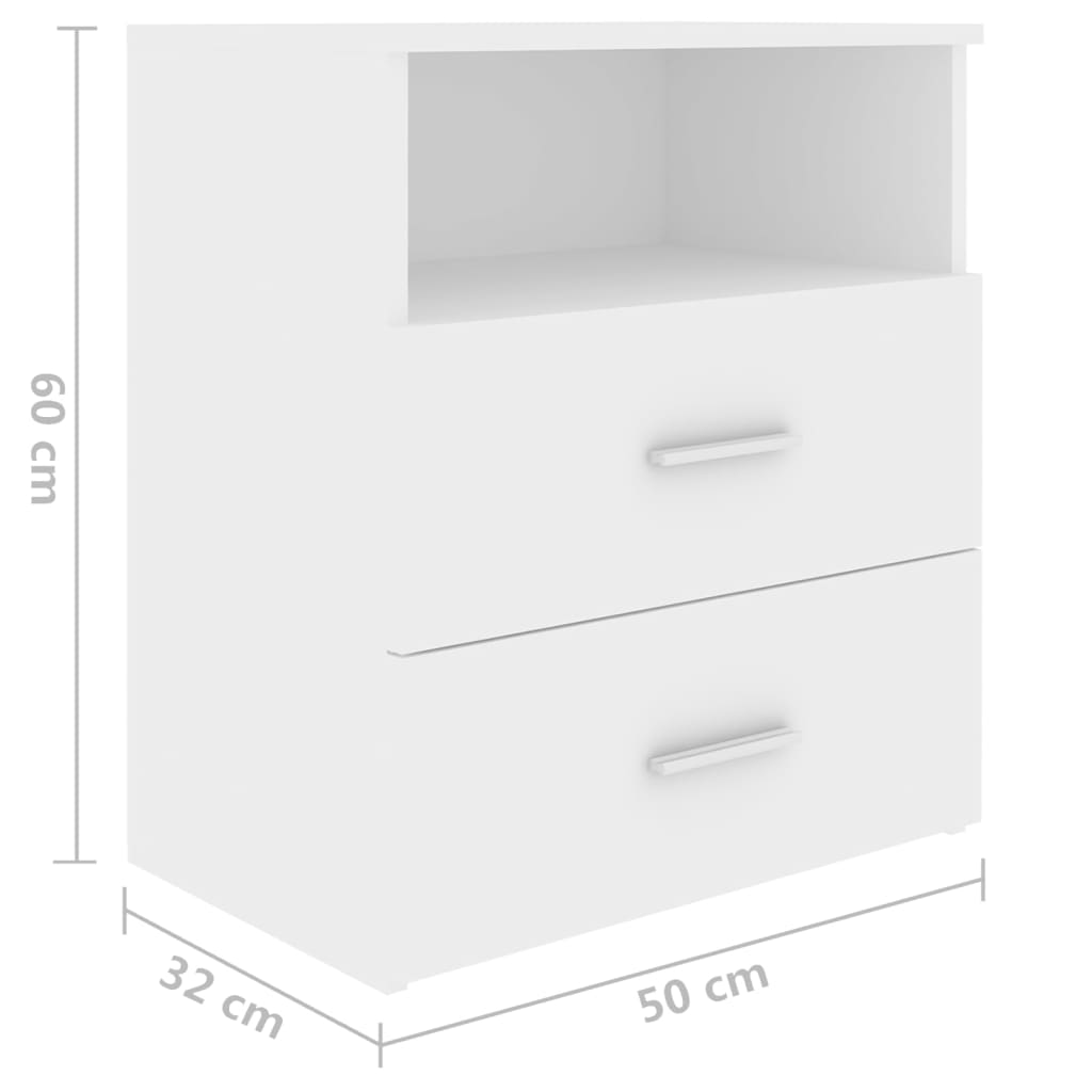sengeskabe 2 stk. 50x32x60 cm hvid