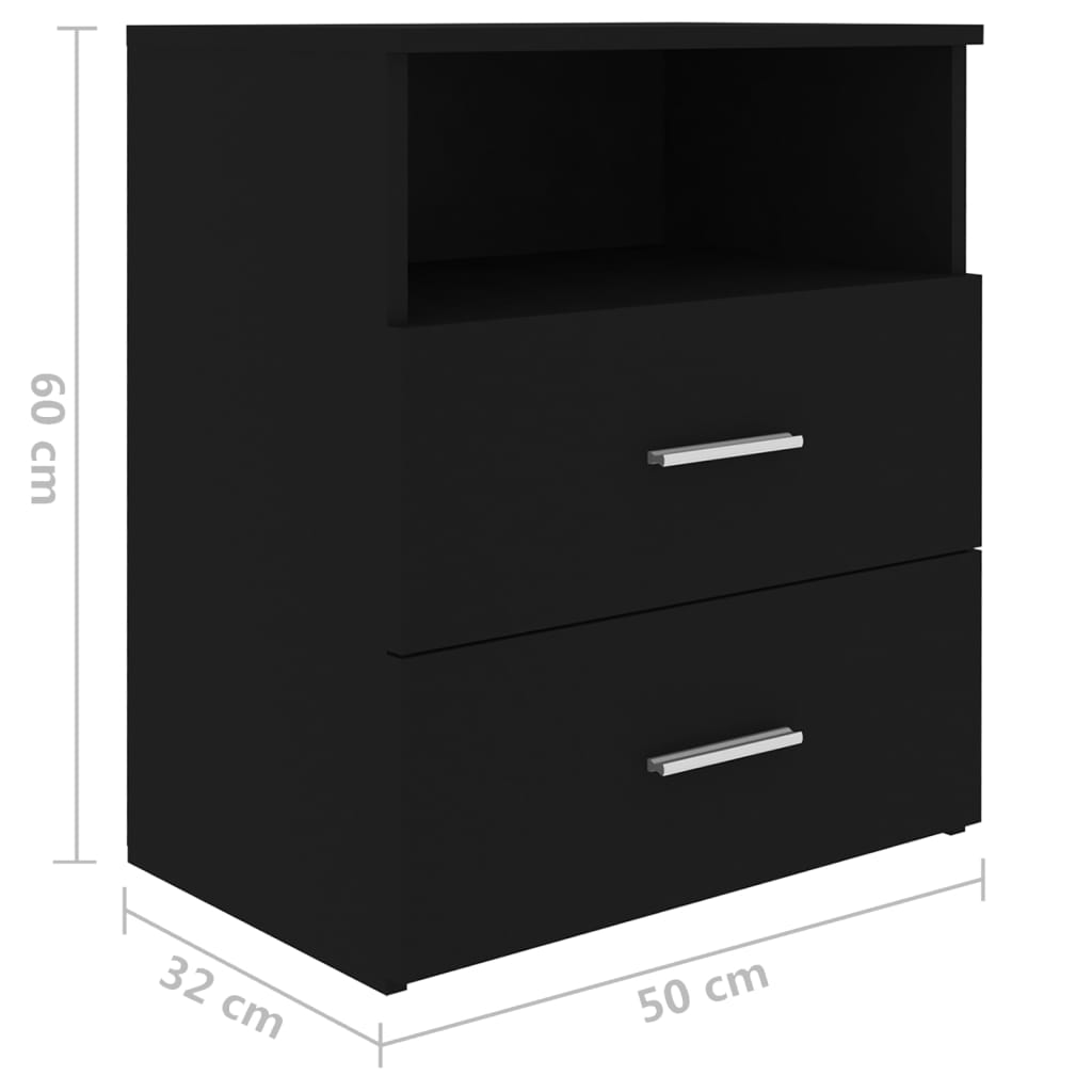 sengeskabe 2 stk. 50x32x60 cm sort