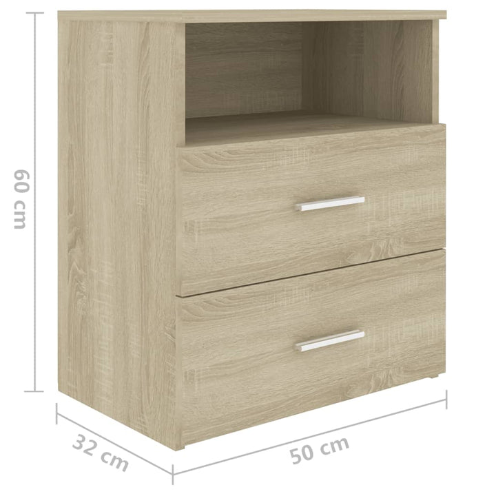sengeskabe 2 stk. 50x32x60 cm sonoma-eg