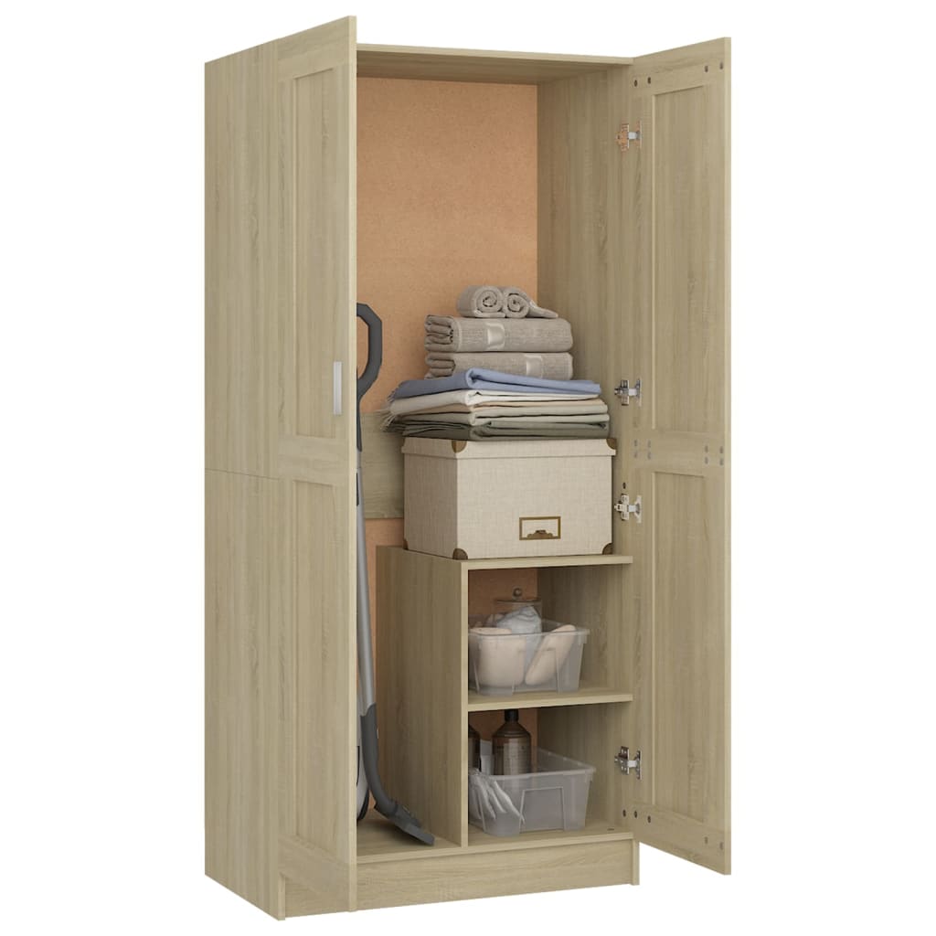 klædeskab 82,5x51,5x180 cm konstrueret træ sonoma-eg