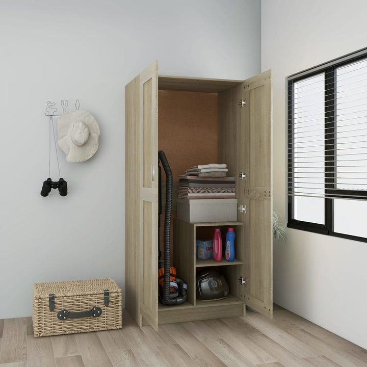 klædeskab 82,5x51,5x180 cm konstrueret træ sonoma-eg
