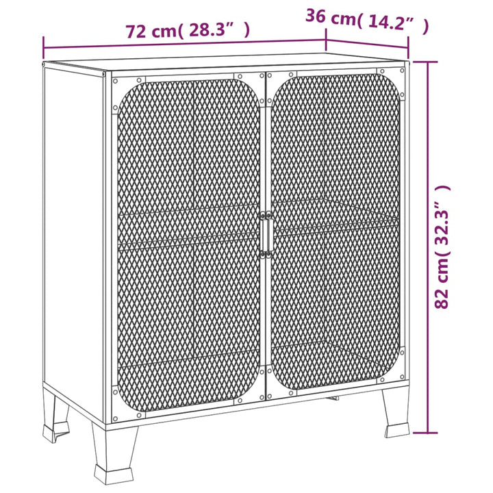 opbevaringsskab 72x36x82 cm metal og MDF grå