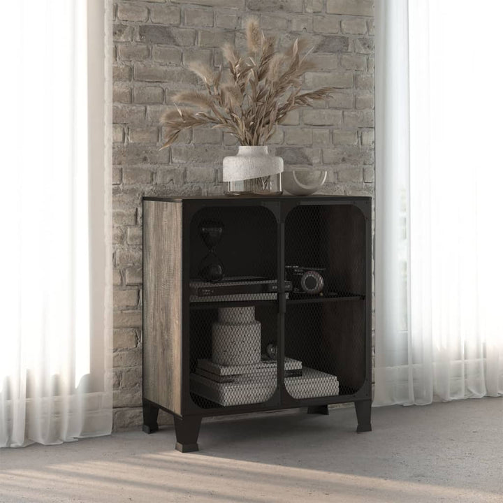 opbevaringsskab 72x36x82 cm metal og MDF grå