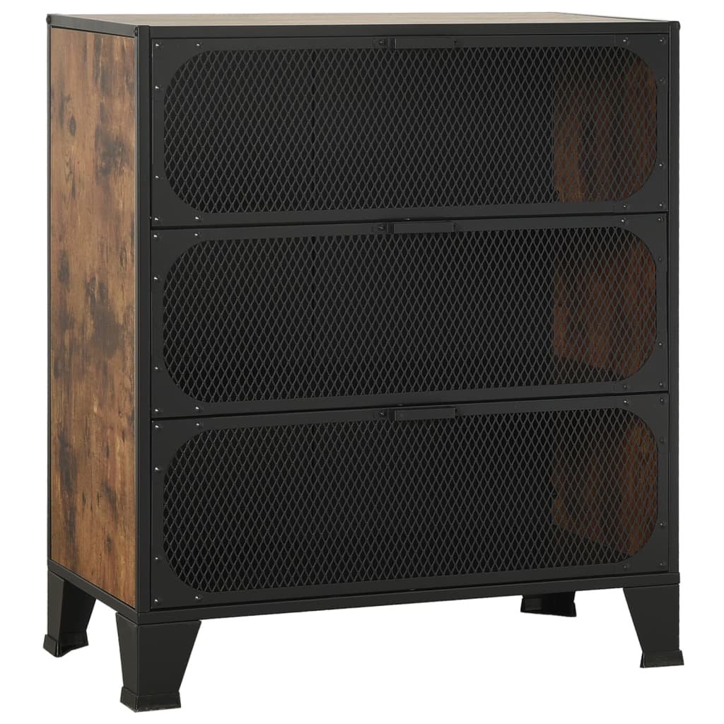 opbevaringsskab 72x36x82 cm metal og MDF rustikbrun
