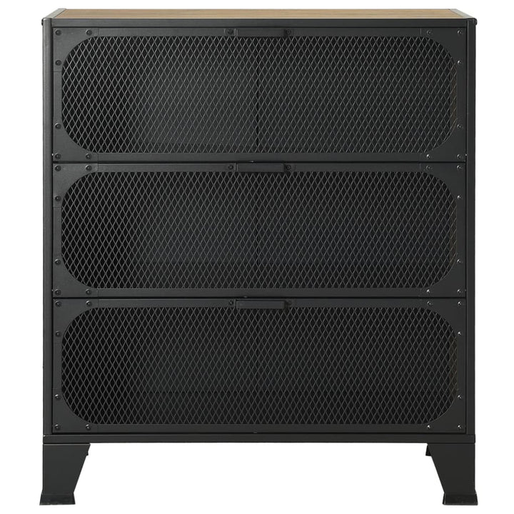 opbevaringsskab 72x36x82 cm metal og MDF rustikbrun