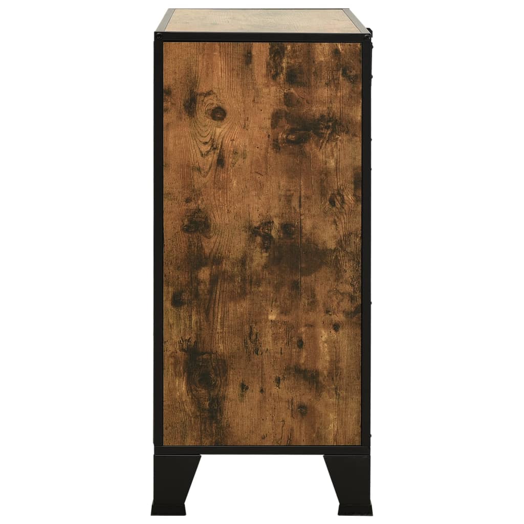 opbevaringsskab 72x36x82 cm metal og MDF rustikbrun