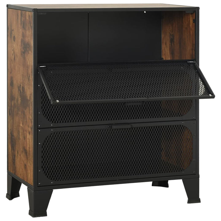 opbevaringsskab 72x36x82 cm metal og MDF rustikbrun
