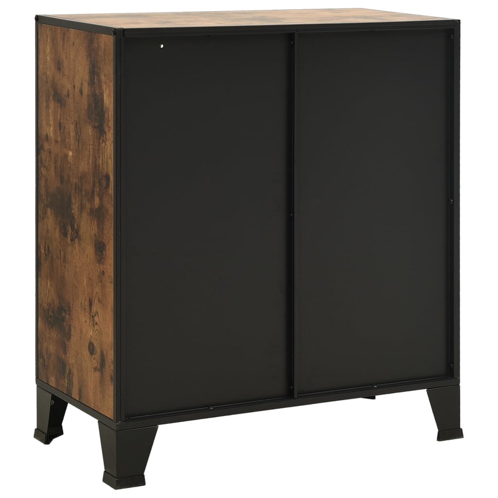 opbevaringsskab 72x36x82 cm metal og MDF rustikbrun
