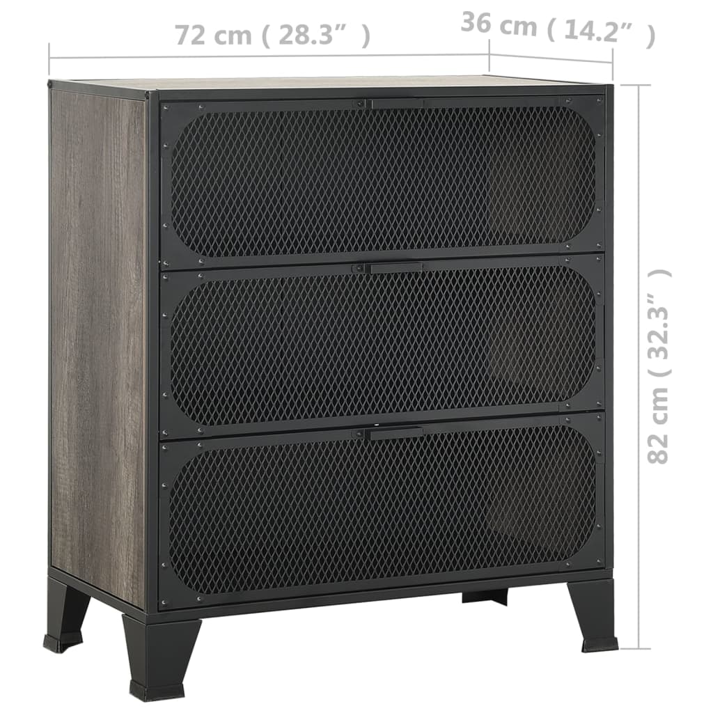opbevaringsskab 72x36x82 cm metal og MDF grå