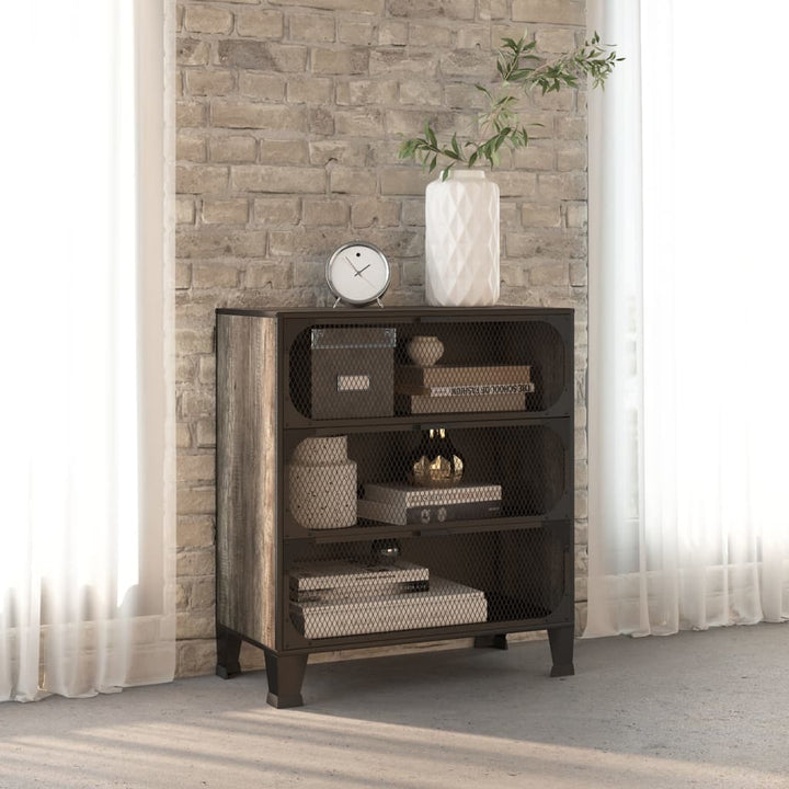 opbevaringsskab 72x36x82 cm metal og MDF grå