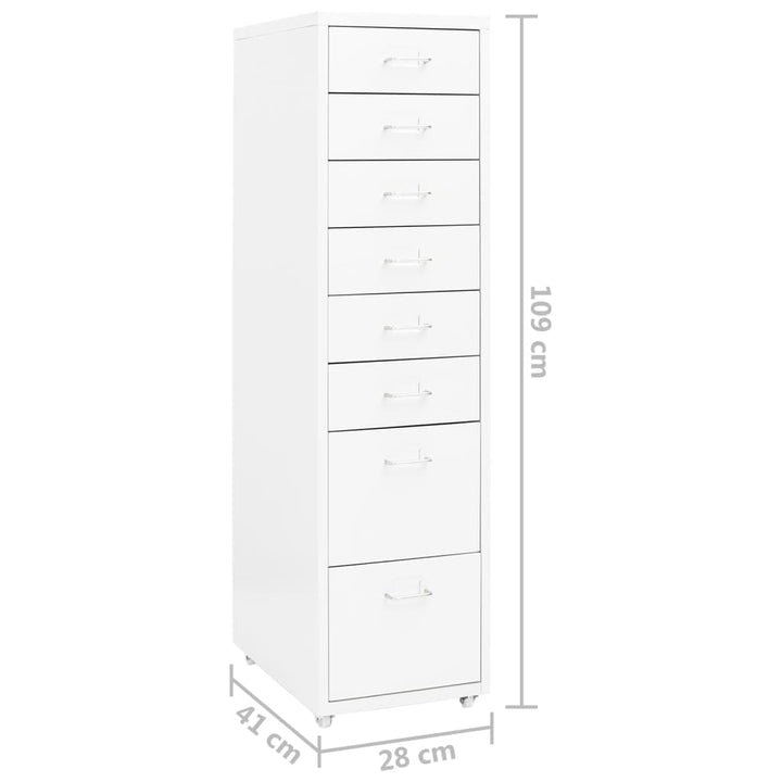 mobilt arkivskab 28x41x109 cm metal hvid