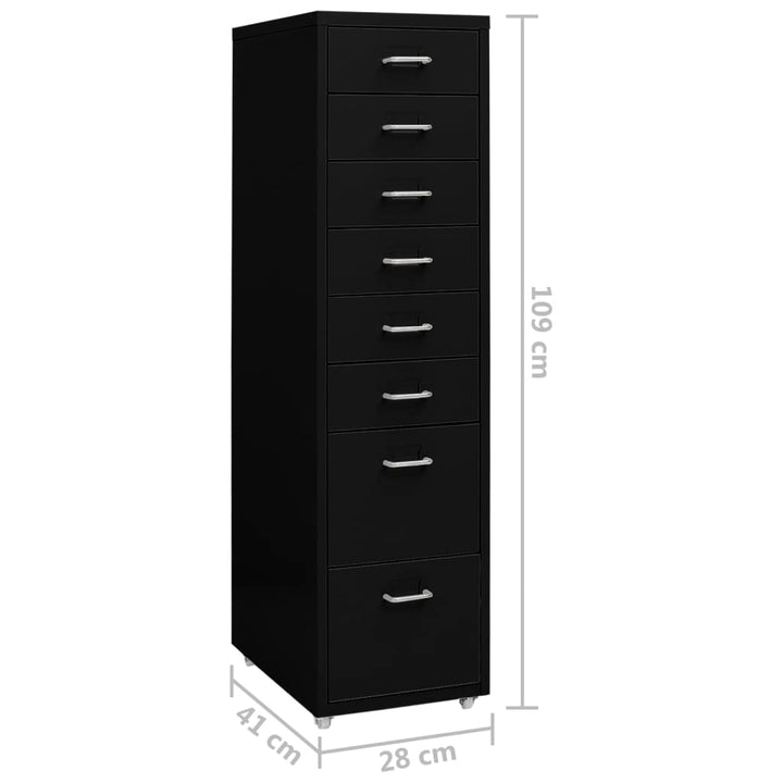 mobilt arkivskab 28x41x109 cm metal sort