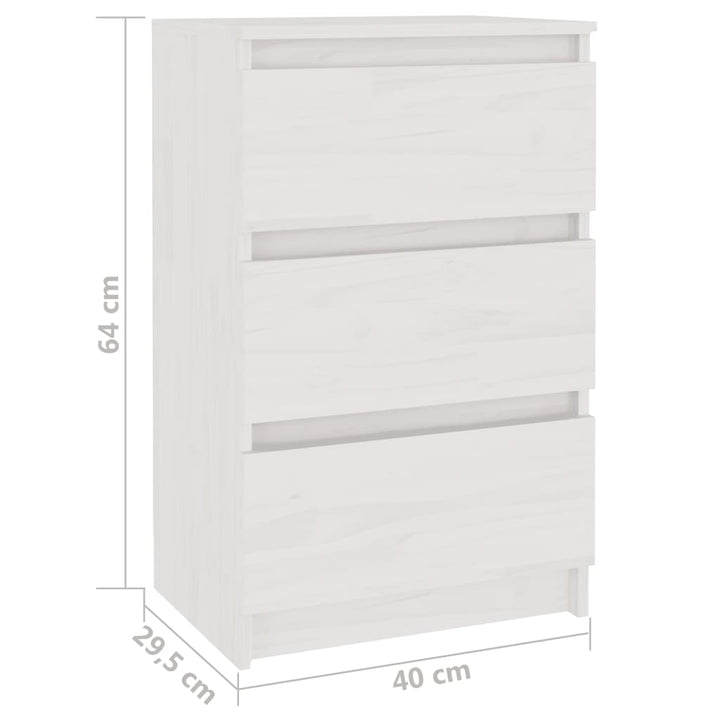 sengeborde 2 stk. 40x29,5x64 cm massivt fyrretræ hvid