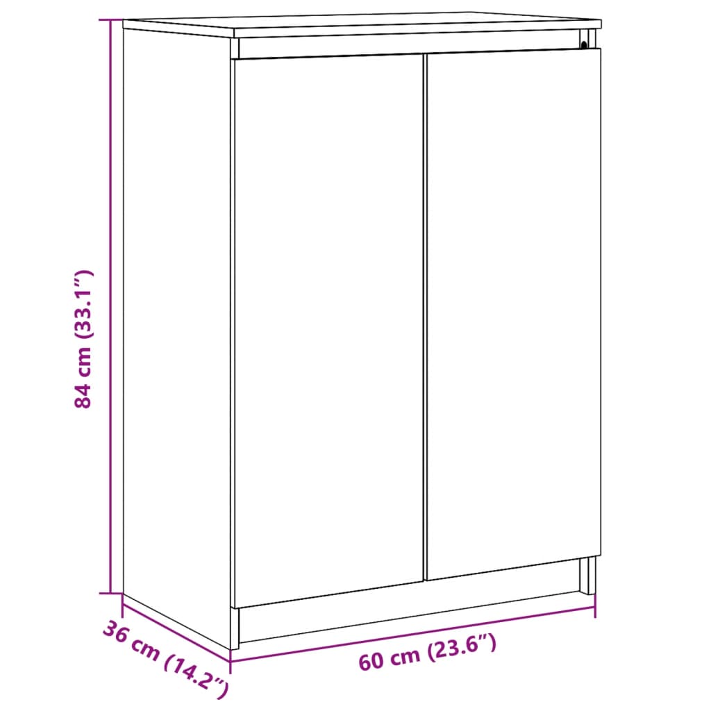 skænk 60x36x84 cm massivt fyrretræ hvid