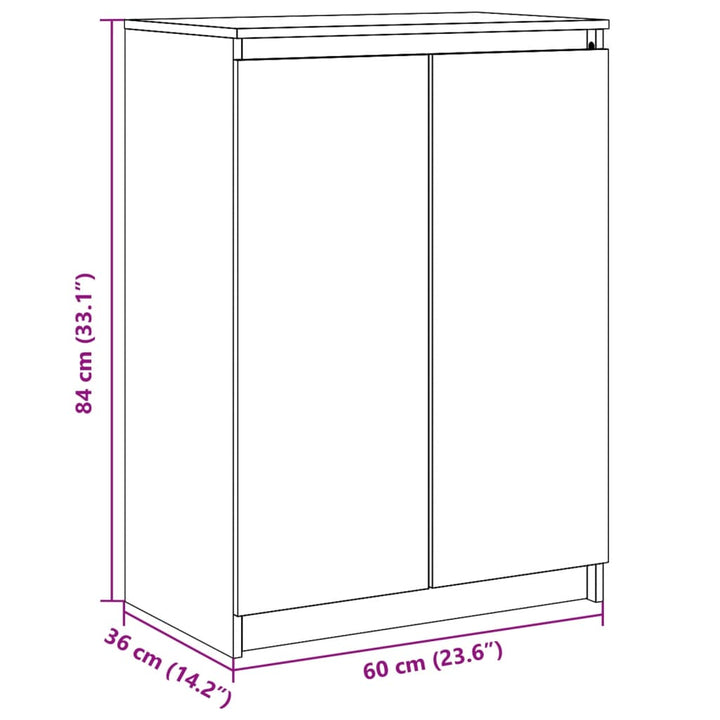 skænk 60x36x84 cm massivt fyrretræ hvid