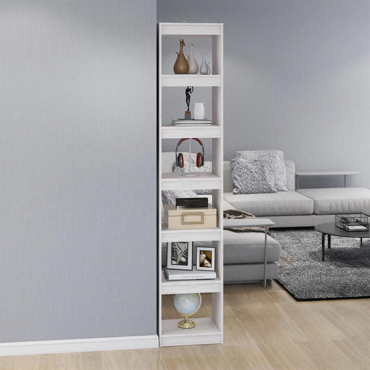 bogreol/rumdeler 40x30x199 cm massivt fyrretræ hvid